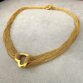 Tiffany & Co., Elsa Peretti 18K Yellow Gold Multi Strand Heart Necklace