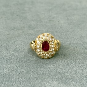 Ruby, Diamond and 14K Yellow Gold Ring