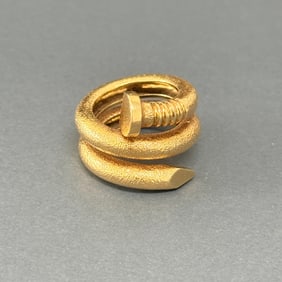 David Webb 18K Yellow Gold Hammered Nail Ring