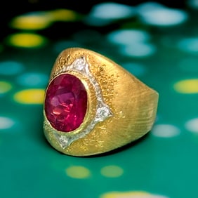 Buccellati Rubellite, Diamond and 18K Yellow Gold ring