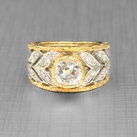 Buccellati 18K Diamond, Yellow and White Gold Ring