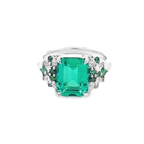 Lab Emerald and Diamond Ring