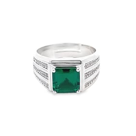 Lab Emerald and Diamond Ring