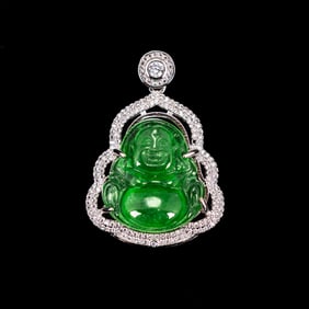 A Jadeite Pendant in Buddha Shape