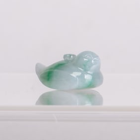 Chinese Jadeite Pendant Carved of Mandarin Duck