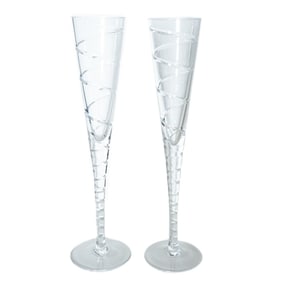 Gump's Crystal Glass of Champagne Flutes Set