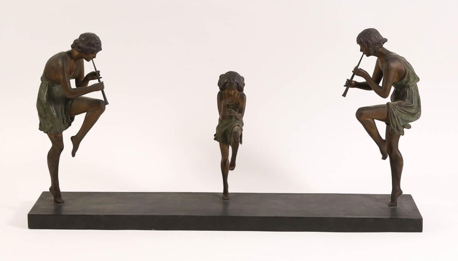 Marcel Bouraine (1886-1948), Susse Freres Art Deco Patinated Bronze Group of Flute Players (1 of 18)