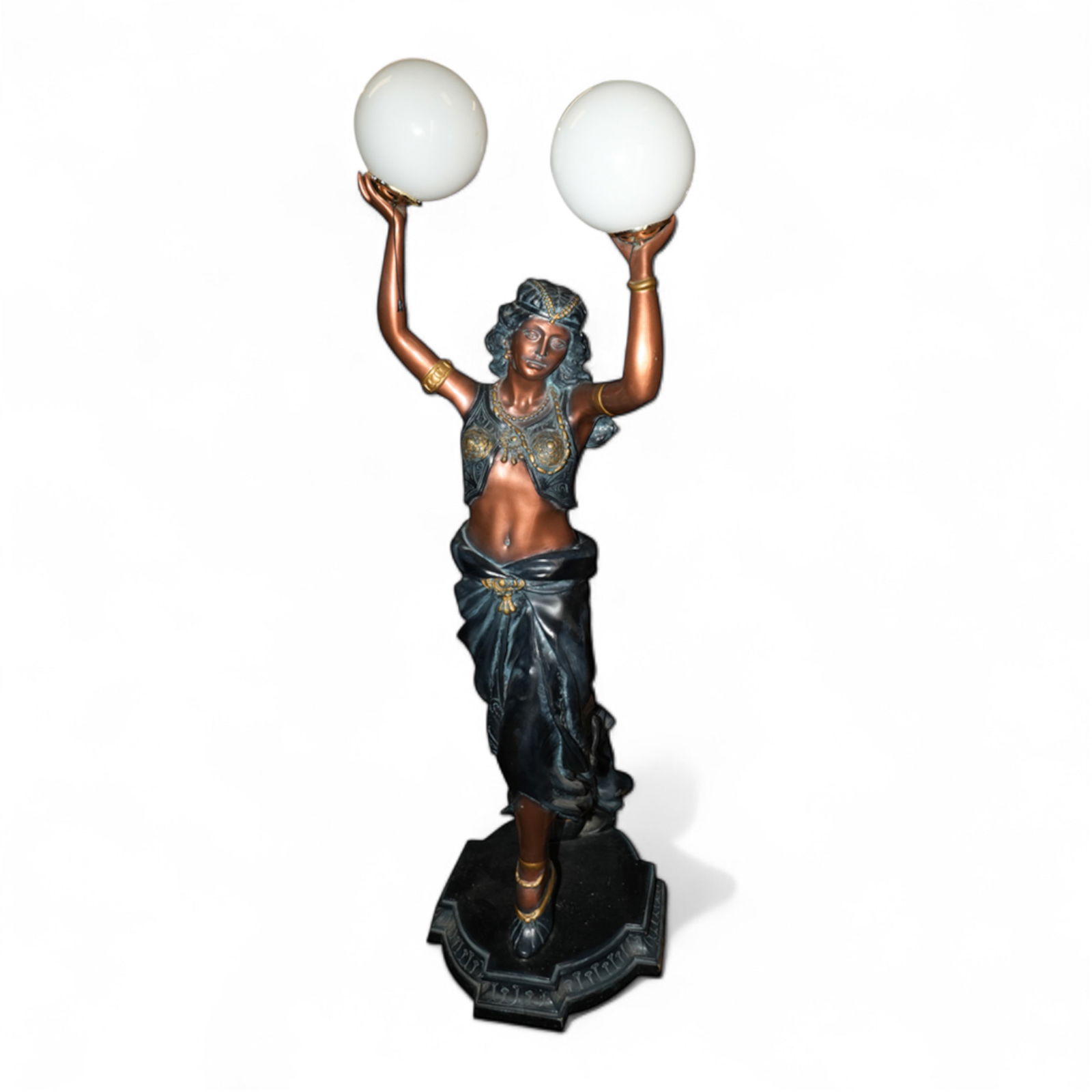 Bronze Floor Lamp with Globes: Bronze floor lamp with globes. 61.81"h x 20.47"w (157 x 52 cm) Provenance: Property of an estate in Pasadena, CA NOTE: THIS ITEM IS IN LOS ANGELES.