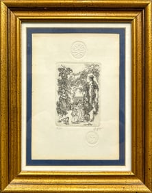 Etching, Garden Scene with Figures