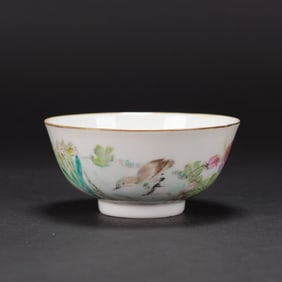 A Qianjiang Enamelled 'Flower and Bird' Bowl, Republic Period