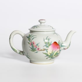 A Famille Rose 'Peach' Teapot and Cover
