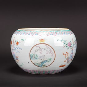 A Famille Rose 'Antiques and Ram' Jar, Daoguang Period