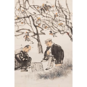 Lu Chen (1935-2004) - Chinese Painting of Playing Chinese Chess