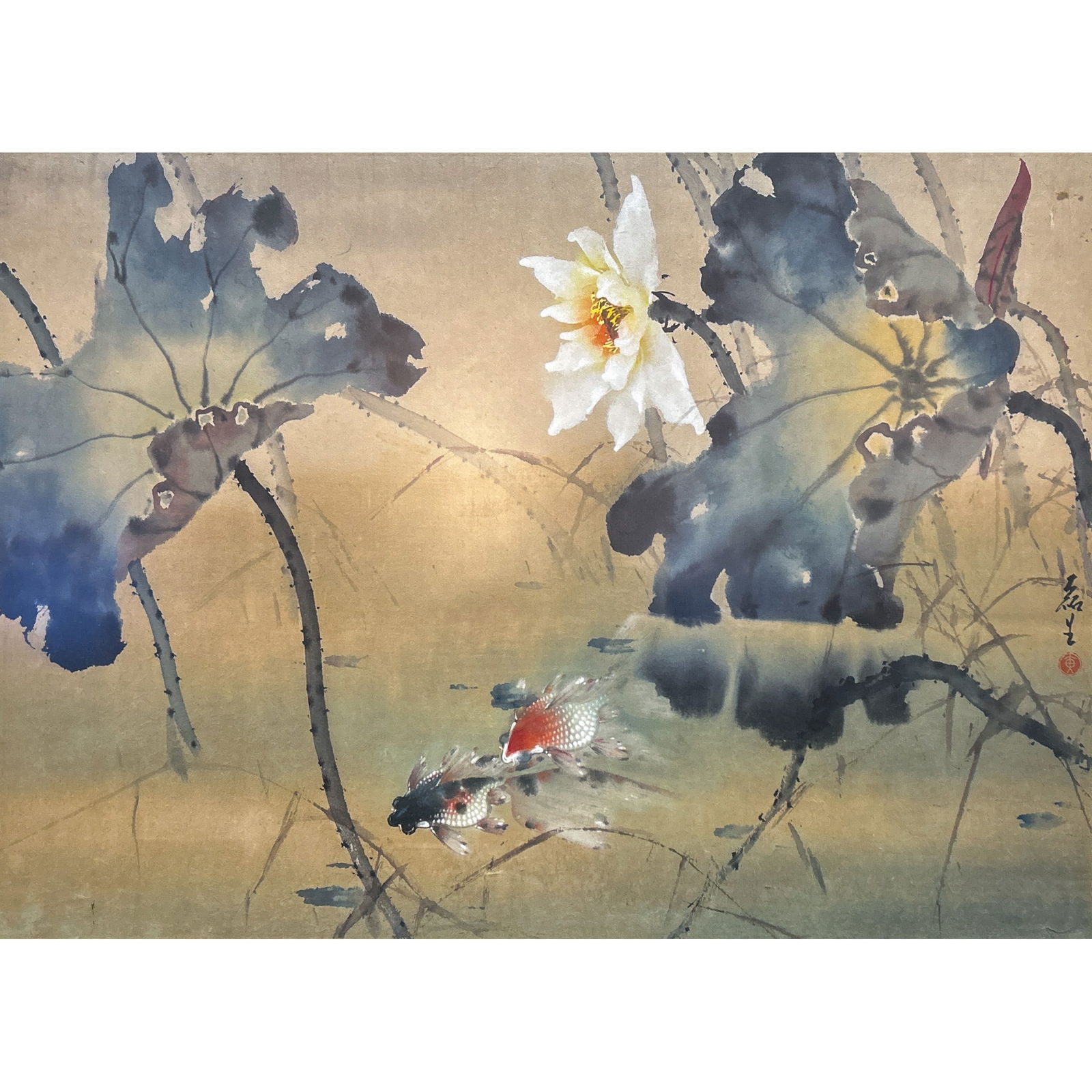 Huang Leishen (1928 - 2011) - Chinese Painting of Lotus and Goldfish (1 of 7)
