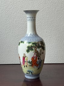 Chinese Eggshell Porcelain Vase with Scholar Scene