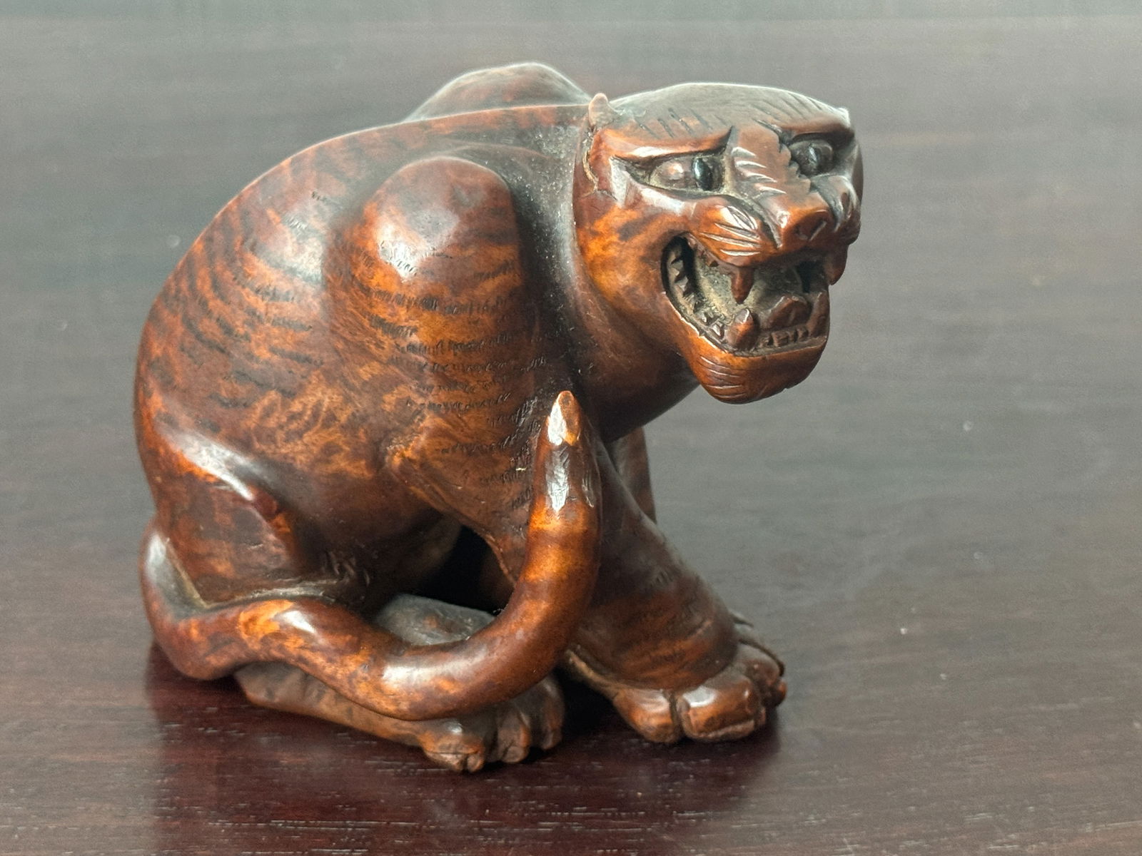 Japanese Boxwood Okimono of a Korean Style Tiger, Meiji Period (1 of 10)