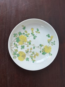 Chinese Porcelain Dish with Yellow Floral Motif