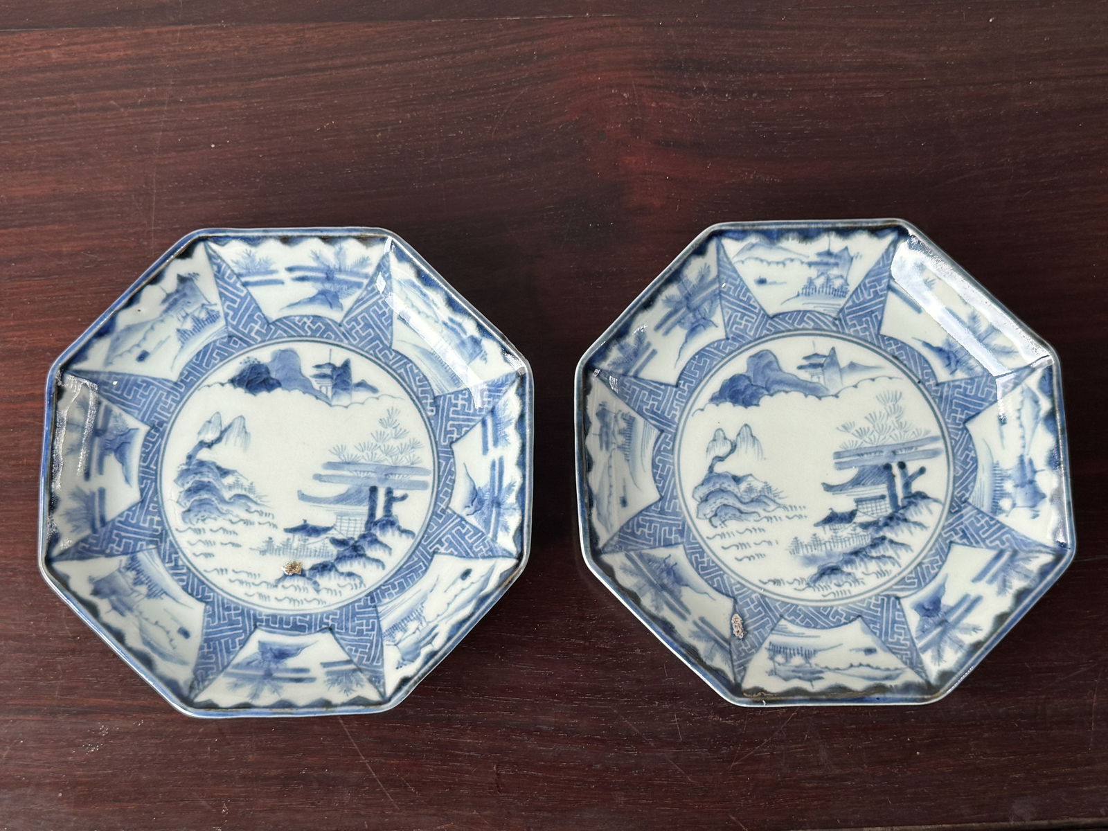 Pair Japanese Arita Porcelain Blue White Dishes, 18th Century (1 of 8)