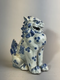 Japanese Blue White Arita Porcelain Shishi, Meiji Period