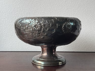 Impressive Japanese Imperial Family Sterling Silver Bowl, Meiji Period