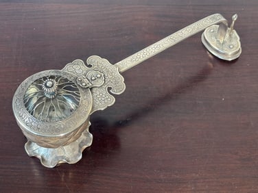 Japanese Silver Buddhist Ceremonial Walking Censer, Meiji Period