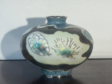 Unusual Japanese Cloisonne and Enamel Vase
