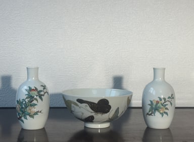 Three Asian Polychrome Porcelain Articles