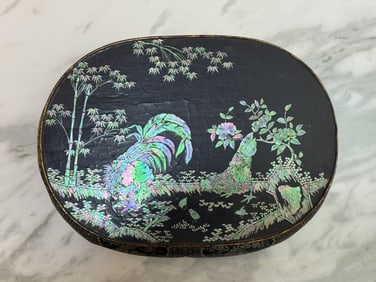 Japanese Lacquer Scholar Table with MOP Roosters, Meiji Period