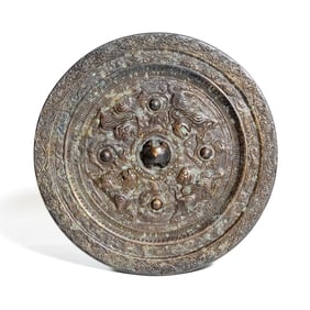 Large Chinese Archaic Bronze Mirror, Probably Han Dynasty