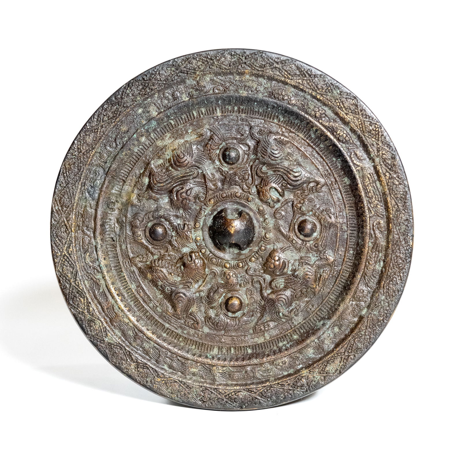 Large Chinese Archaic Bronze Mirror, Probably Han Dynasty (1 of 4)