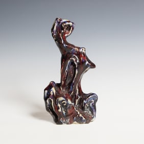 A Chinese Shiwan Glazed Pottery Scholar's Rock Ornament with Mark, Qing Dynasty