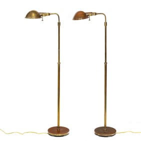 A near pair of Ralph Lauren brass adjustable floor reading lamps, Senator Feinstein Estate