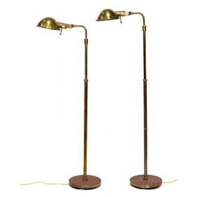 A pair of Ralph Lauren brass adjustable floor reading lamps, Senator Feinstein Estate