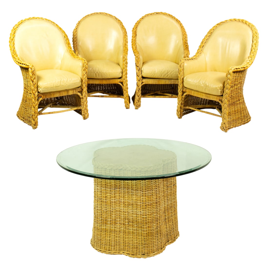 A rattan dining suite, Senator Feinstein Estate (1 of 5)