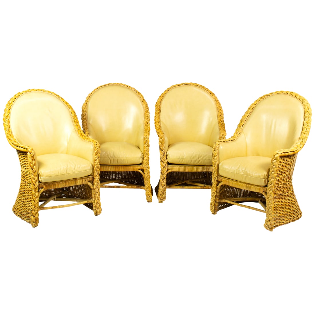A set of four custom rattan chairs, Senator Feinstein Estate (1 of 2)