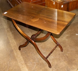 A walnut folding butler's tray with attached stand, Senator Feinstein Estate