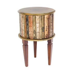An Italian faux book round side table, Senator Feinstein Estate