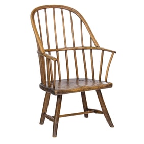 An English yew sack back Windsor chair, circa 1790, Senator Feinstein Estate