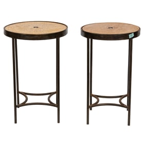 A graduated pair of side tables with Chinese geomantic compass, Senator Feinstein Estate