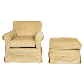 An armchair and matching stool, Senator Feinstein Estate