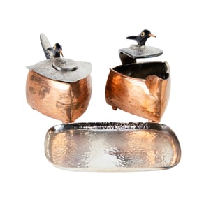 A Emilia Castillo mixed metal cream and sugar set, Senator Feinstein Estate