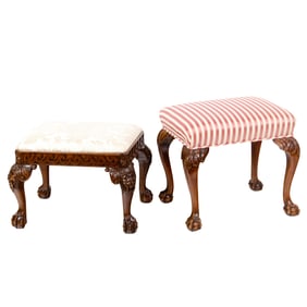 Two Chippendale style footstools, Senator Feinstein Estate