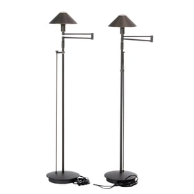 A pair of Holtoetter bronzed floor lamps, Senator Feinstein Estate