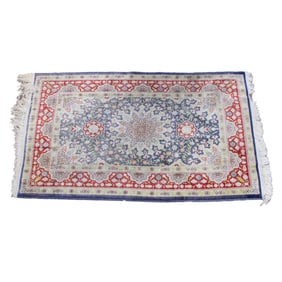 A Turkish silk carpet, 2'4" x 3'7", Senator Feinstein Estate