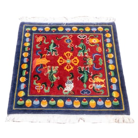 A Tibetan carpet, 3' x 3', Senator Feinstein Estate