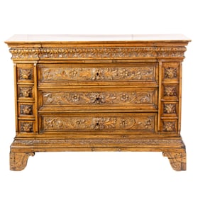 A German carved chest, circa 1740, Senator Feinstein Estate