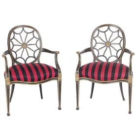 A pair of ebonized and parcel gilt armchairs, Senator Feinstein Estate