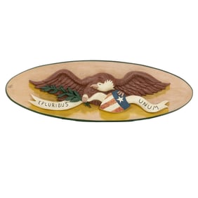 A signed polychrome relief plaque of the Great Seal of the United States, Senator Feinstein Estate