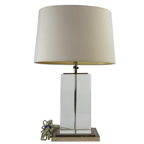 A Visual Comfort chrome and glass block lamp, Senator Feinstein Estate