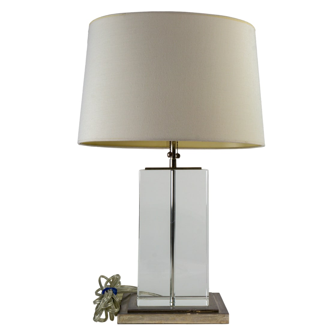 A Visual Comfort chrome and glass block lamp, Senator Feinstein Estate (1 of 2)